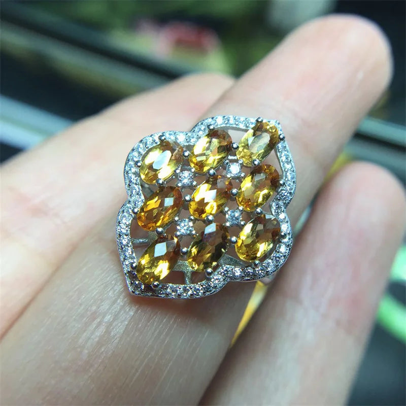 925 Sterling Silver Citrine Ring for Girls