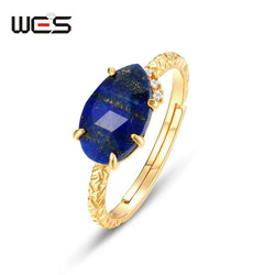 925 Sterling Silver Lapis Lazuli Open Ring For Women