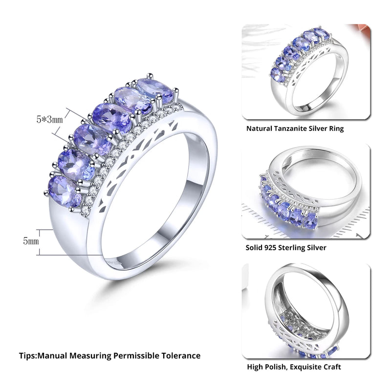 Silver Women's Ring 1.60 ctw Tanzanite Romantic Style