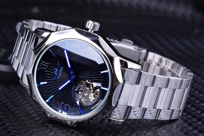 Stainless Steel Transparent Skeleton Dial Men's Watch