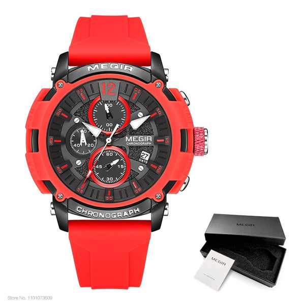 Stainless Steel Orange Silicone Sport Watch with Luminous Chronograph , Dates for Men