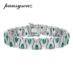 Sterling Silver Pear Cut Emerald Ruby Black Gemstone Bracelet for Women