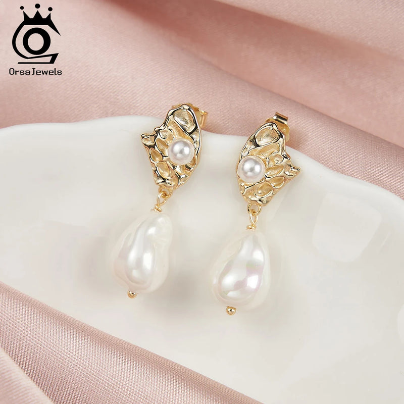 S925 Silver Shell Pearl Dangle Earrings for Women