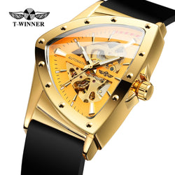 Stainless Steel Silica Gel Strap Skeleton Automatic Luminous Watch for Men