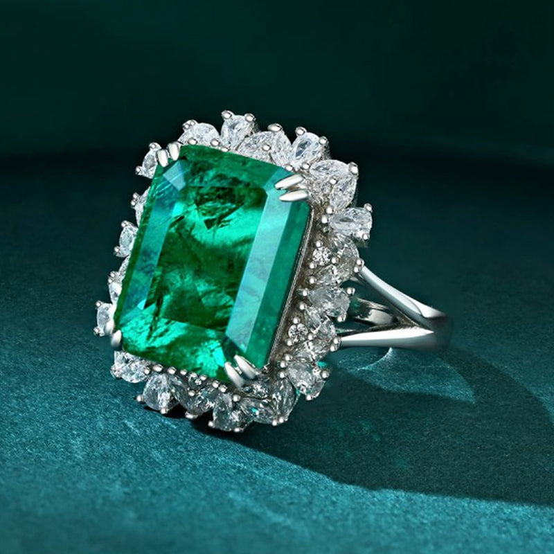 925 Sterling Silver Emerald Ring For Women