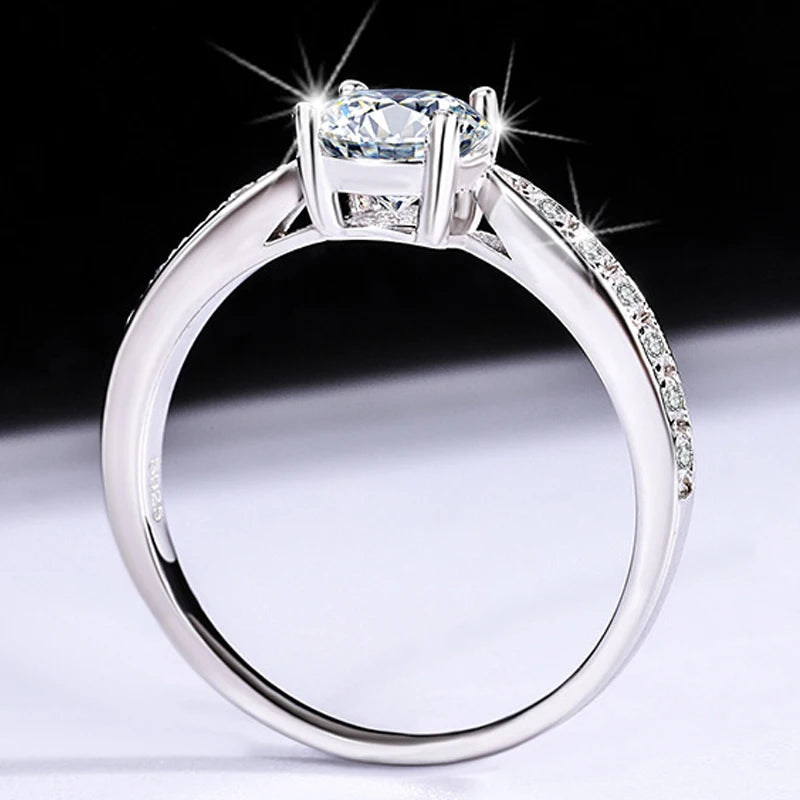 Sterling Silver 0.65ct Moissanite 4 Prong Ring for Women