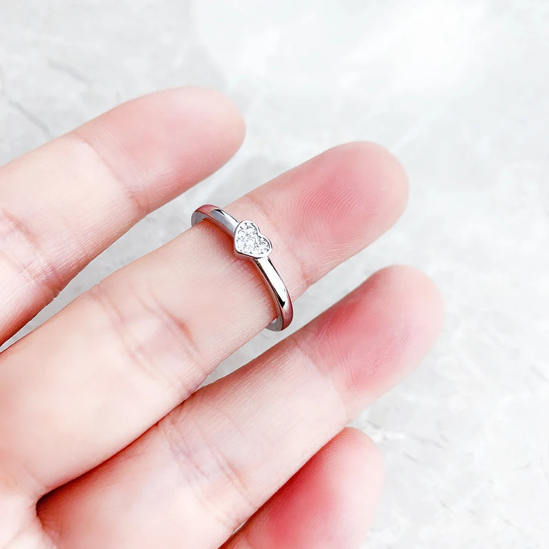 925 Sterling Silver Love Heart Ring for Women