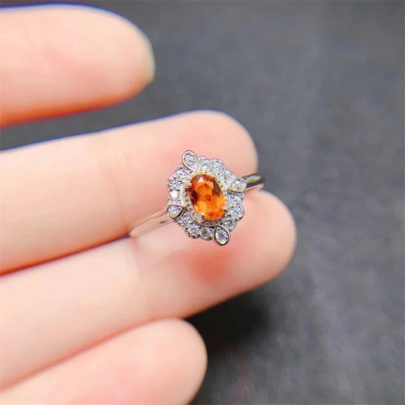 925 Silver Garnet Citrine Opal Spinel Peridot Adjustable Ring for Women