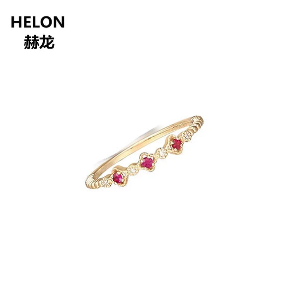 14k Rose Gold Ruby Diamond Engagement Ring for Women