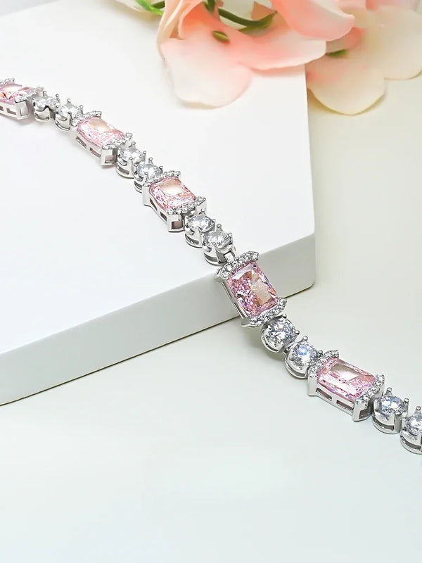 925 Sterling Silver Full Diamond Bracelet Set for Women