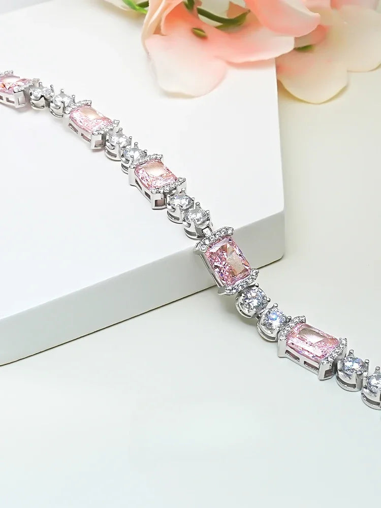 925 Sterling Silver Full Diamond Bracelet Set for Women