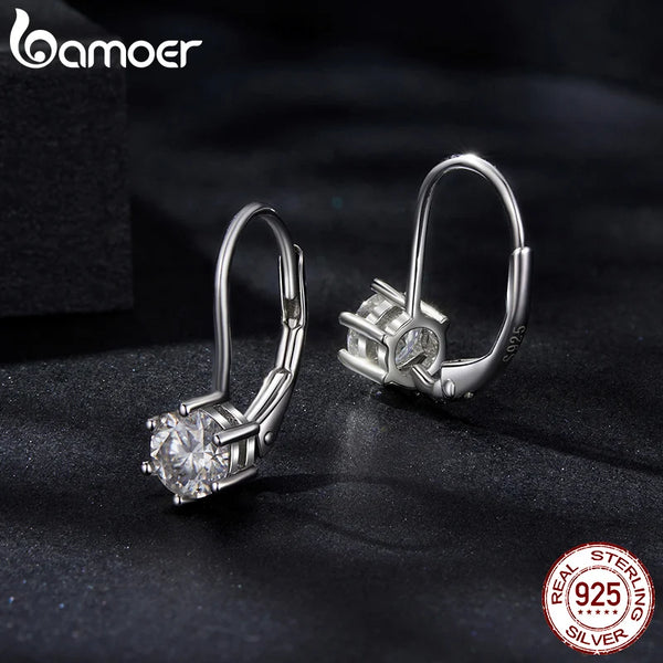 White Gold Plated Sterling Silver 0.5ct Lab Created Diamond Dangle Earrings for women