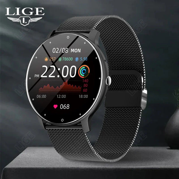 Stainless Steel Full Touch Screen Sports Fitness Watch with Bluetooth Call for Men and Women