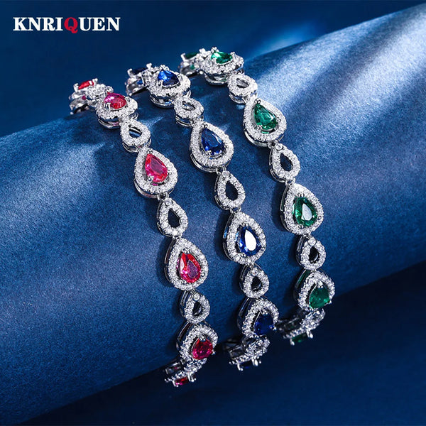 14k Gold Emerald Ruby Sapphire Bracelets for Women