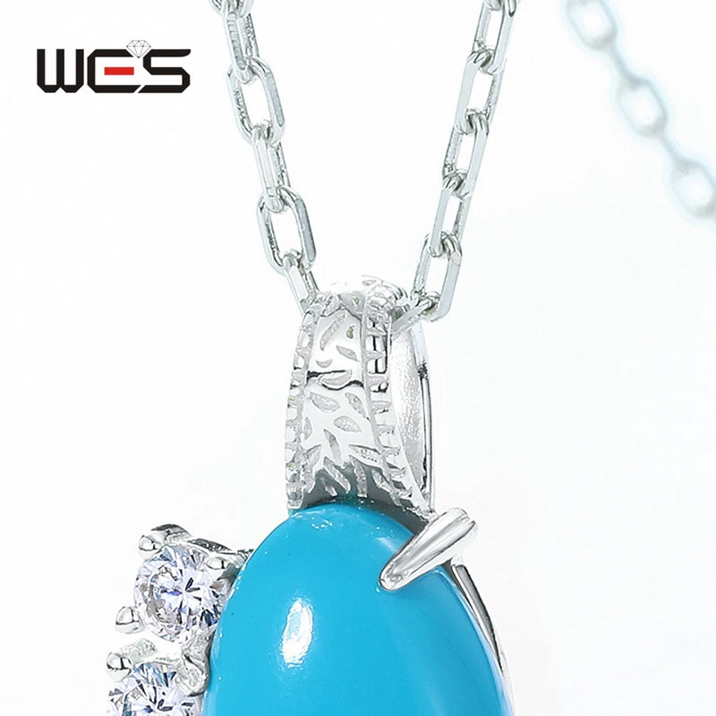 Sterling Silver Turquoise Pendant Necklace for Woman