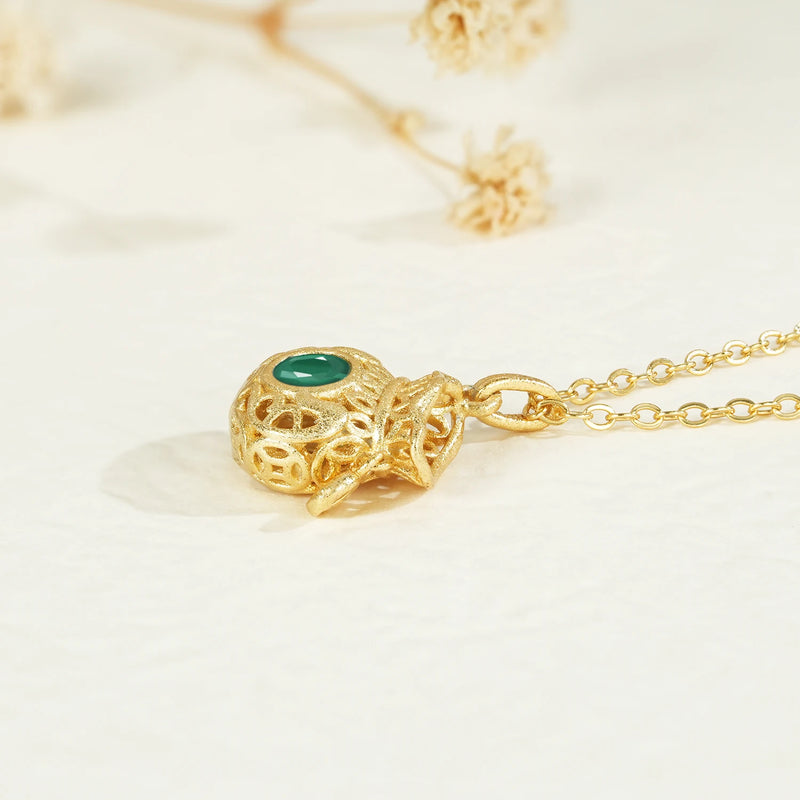 18K Gold Plated Sterling Silver Emerald Necklace for Women