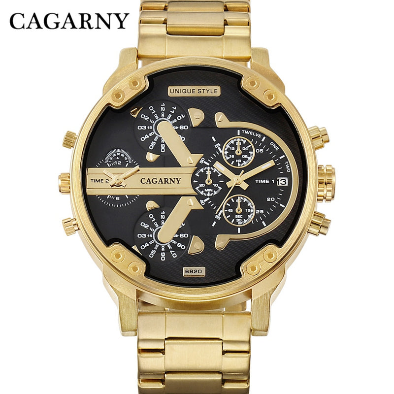 Gold Steel Band Quartz Watch for Men