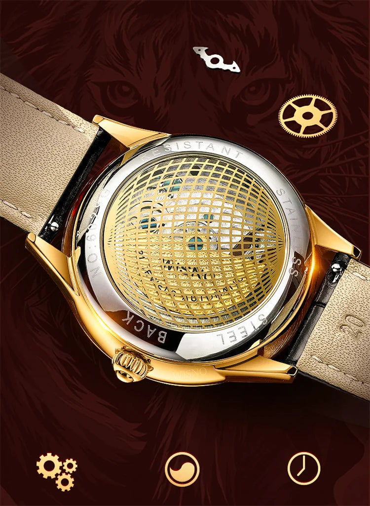 Gold Automatic Skeleton Watch for Men