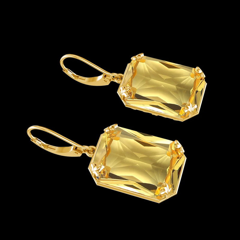 Yellow Gold Citrine Drop Earrings with 1.30ctw Stone for Women