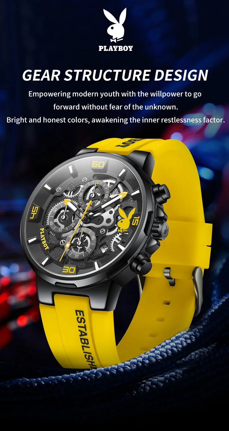 Stainless Steel Silicone Luxury Waterproof Luminous Watch for Men