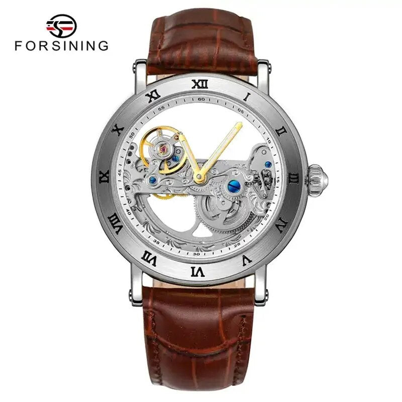 Stainless Steel Transparent Dial Mechanical Watch for Men