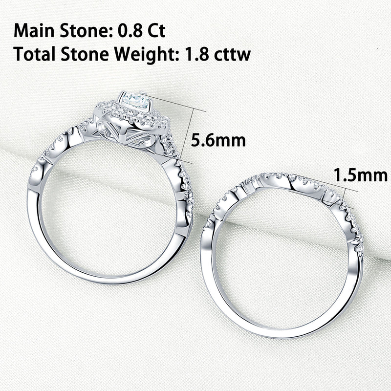 925 Sterling Silver AA Cubic Zircon Infinity Engagement Ring Set for Women