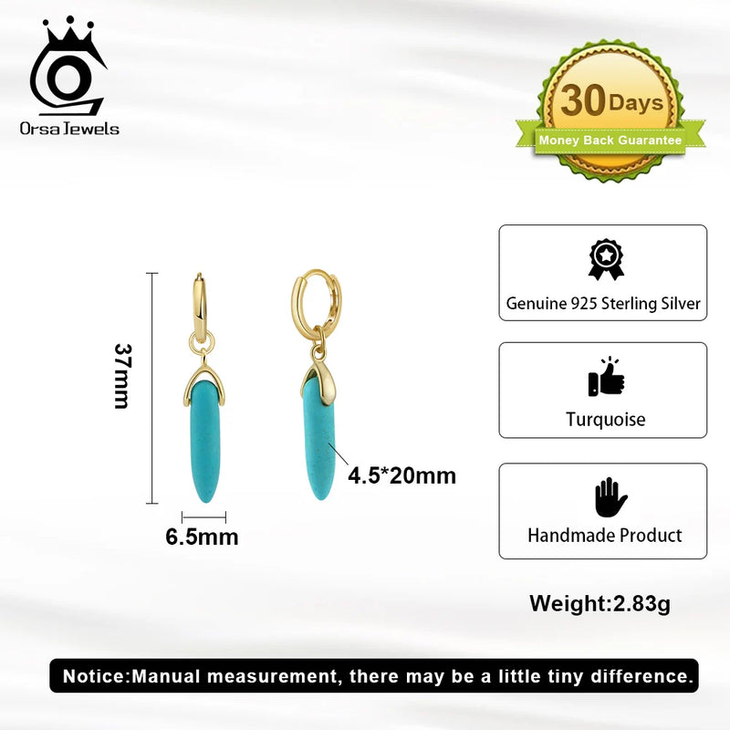 Sterling Silver Turquoise Dangle Earrings for Women