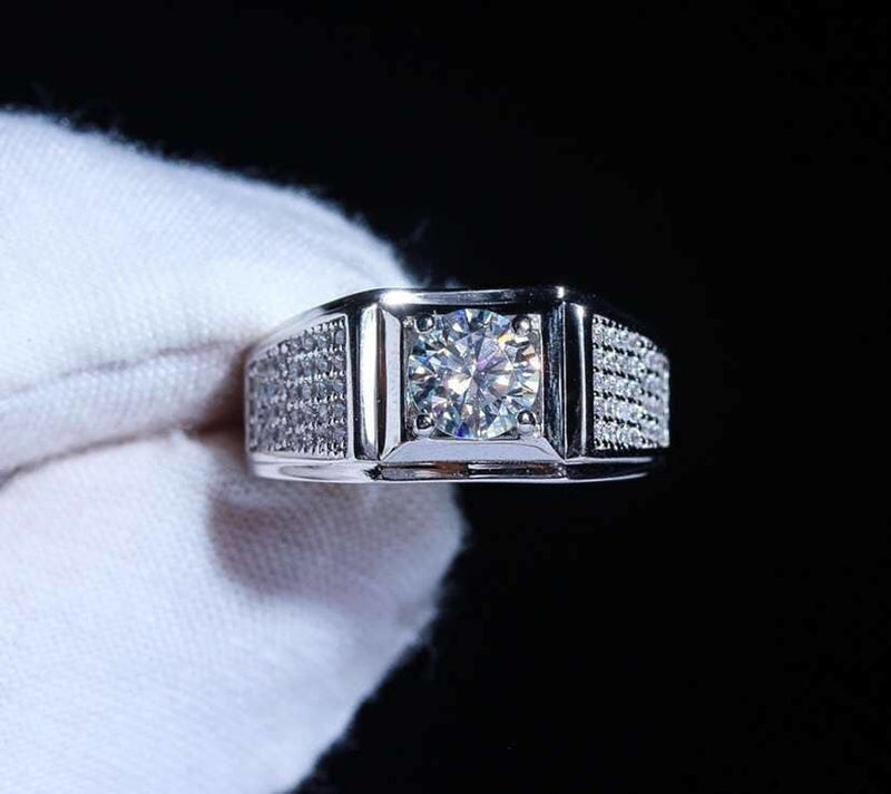 925 Sterling Silver 5ct Lab Moissanite Diamond Ring for Men