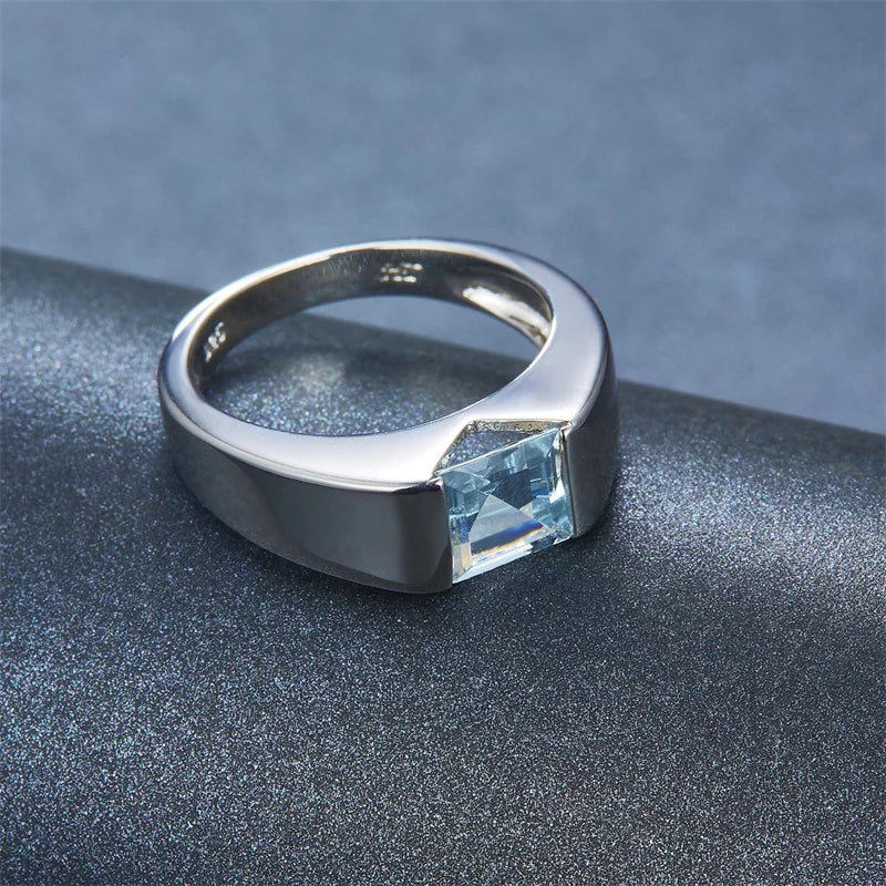 925 Sterling Silver Natural Sky Blue Topaz Ring for Women