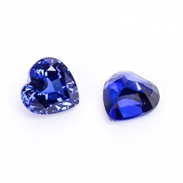 Sterling Silver Lab Grown Heart Cut Sapphire Blue Loose Gemstone for Jewellery Making