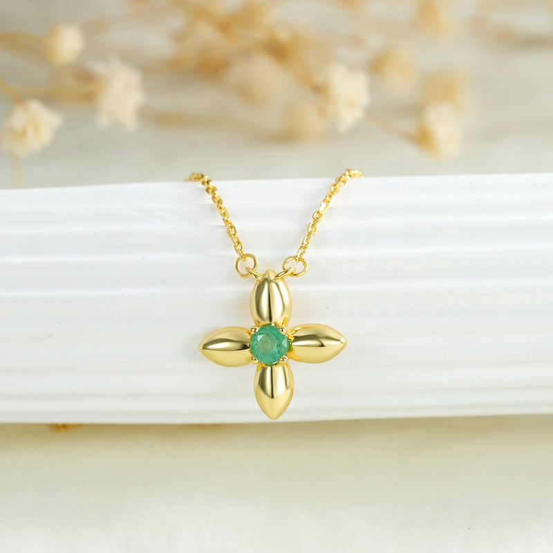 18K Gold Plated Sterling Silver Flower Pendant Necklace for Women