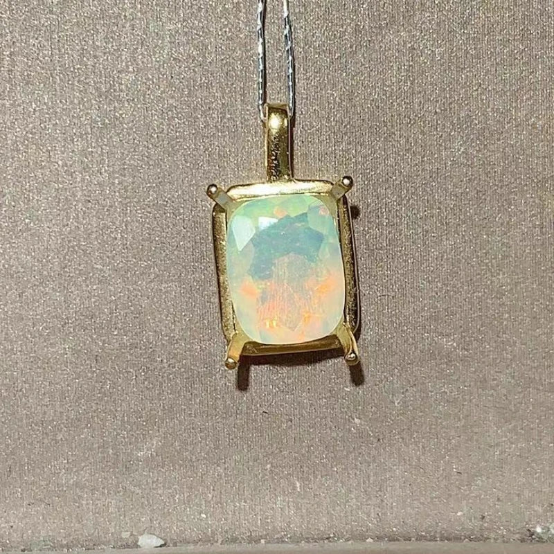 Sterling Silver Natural Opal Pendant for Women