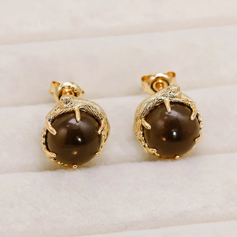 925 Sterling Silver Smoky Quartz Drop Earrings for Women