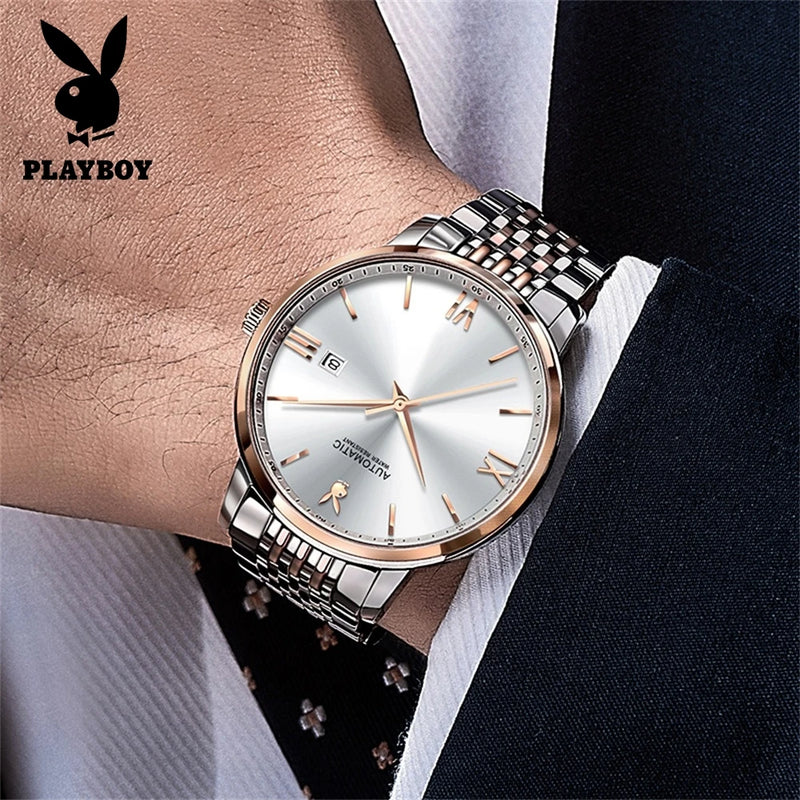 Stainless Steel Automatic Mechanical Watch for Men