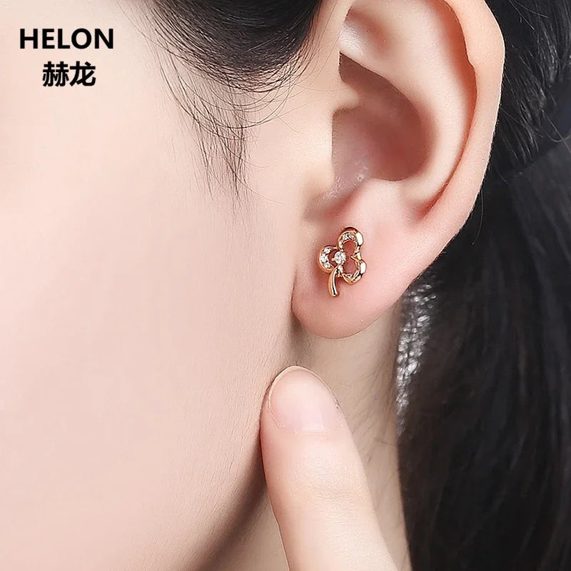 14k Rose Gold Natural Diamonds Stud Earrings for Women