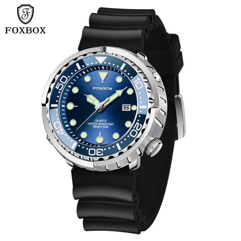 Stainless Steel Silicone Fashion Quartz Date Chronograph Watch for Men