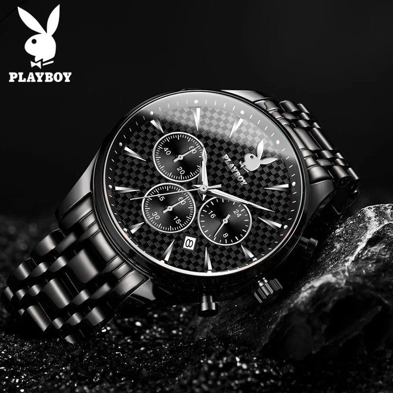 Stainless Steel Multifunction Quartz Watch for Men