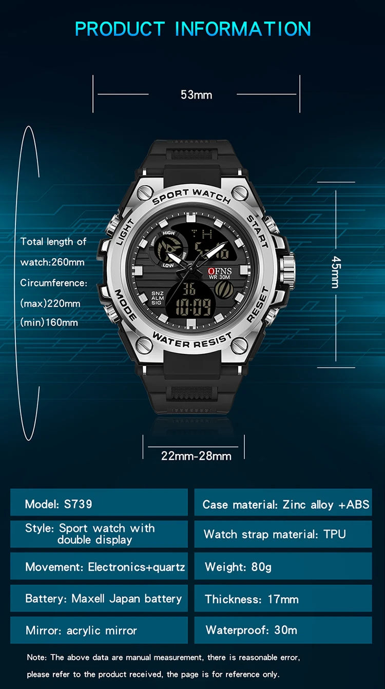 Steel Luxury Fashion G Style LED Digital Watch with Alarm for Men