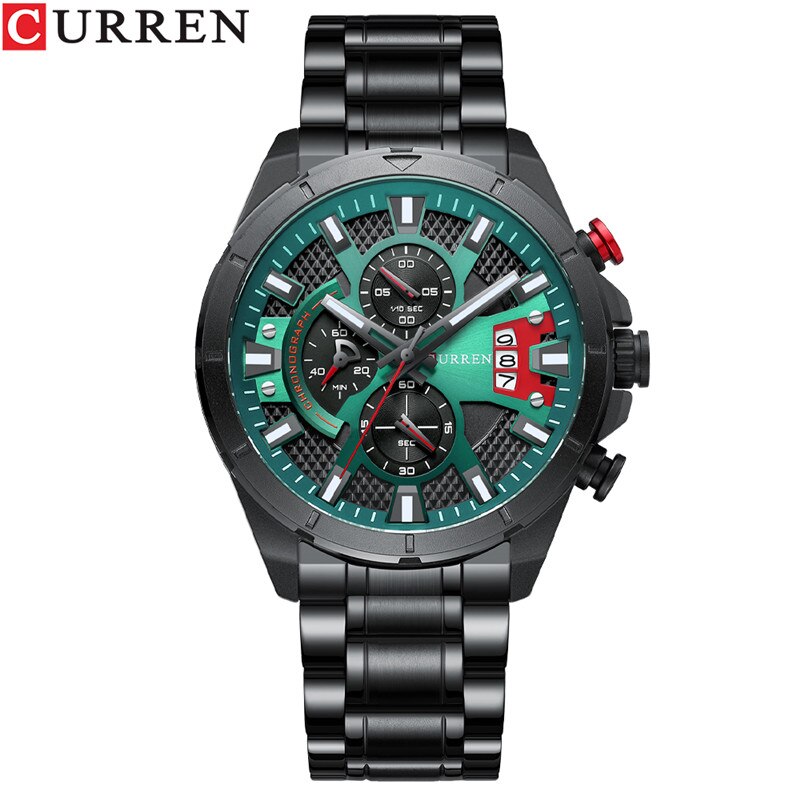 Stainless Steel Chronograph Waterproof Wristwatch for Men