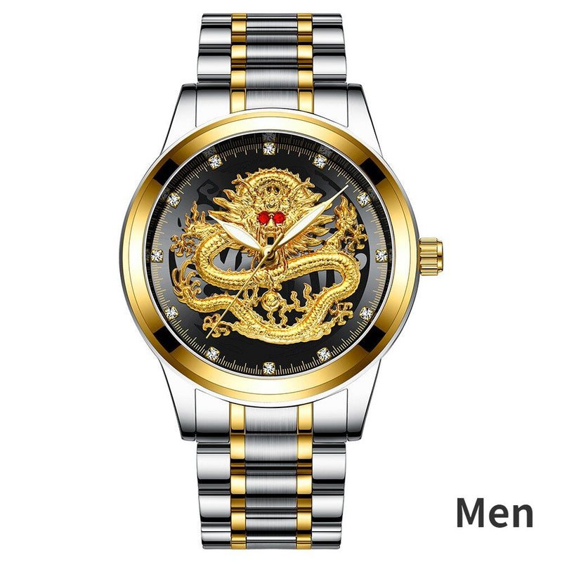 Gold Dragon Phoenix Couple Watches