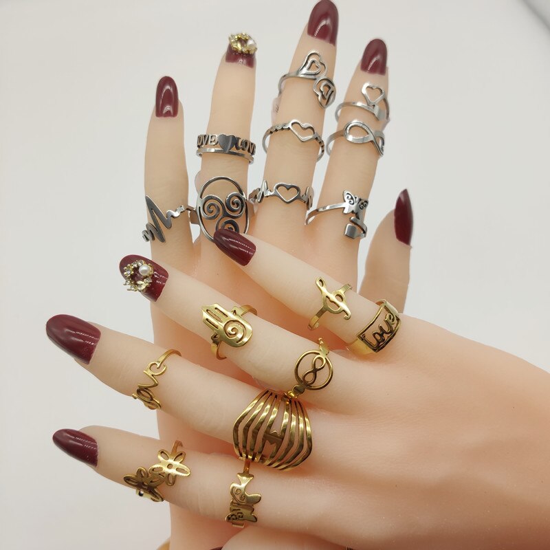 Stainless Steel Mixed Style Finger Rings for Women and Men