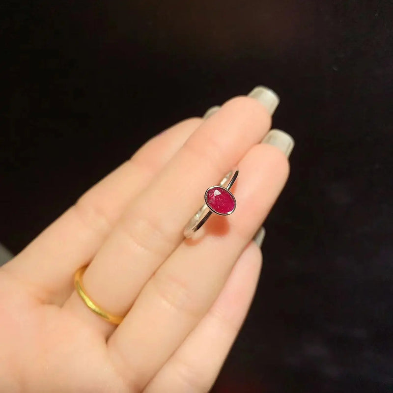 925 Sterling Silver Natural Myanmar Ruby Ring for Women