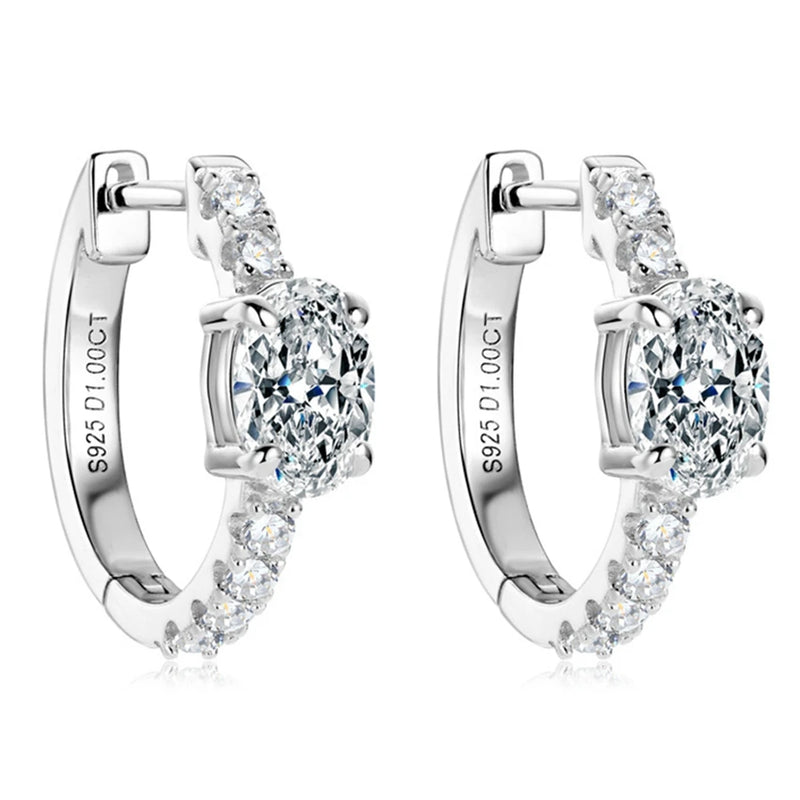 18K Gold Plated Sterling Silver Oval Moissanite Diamond Earrings for her