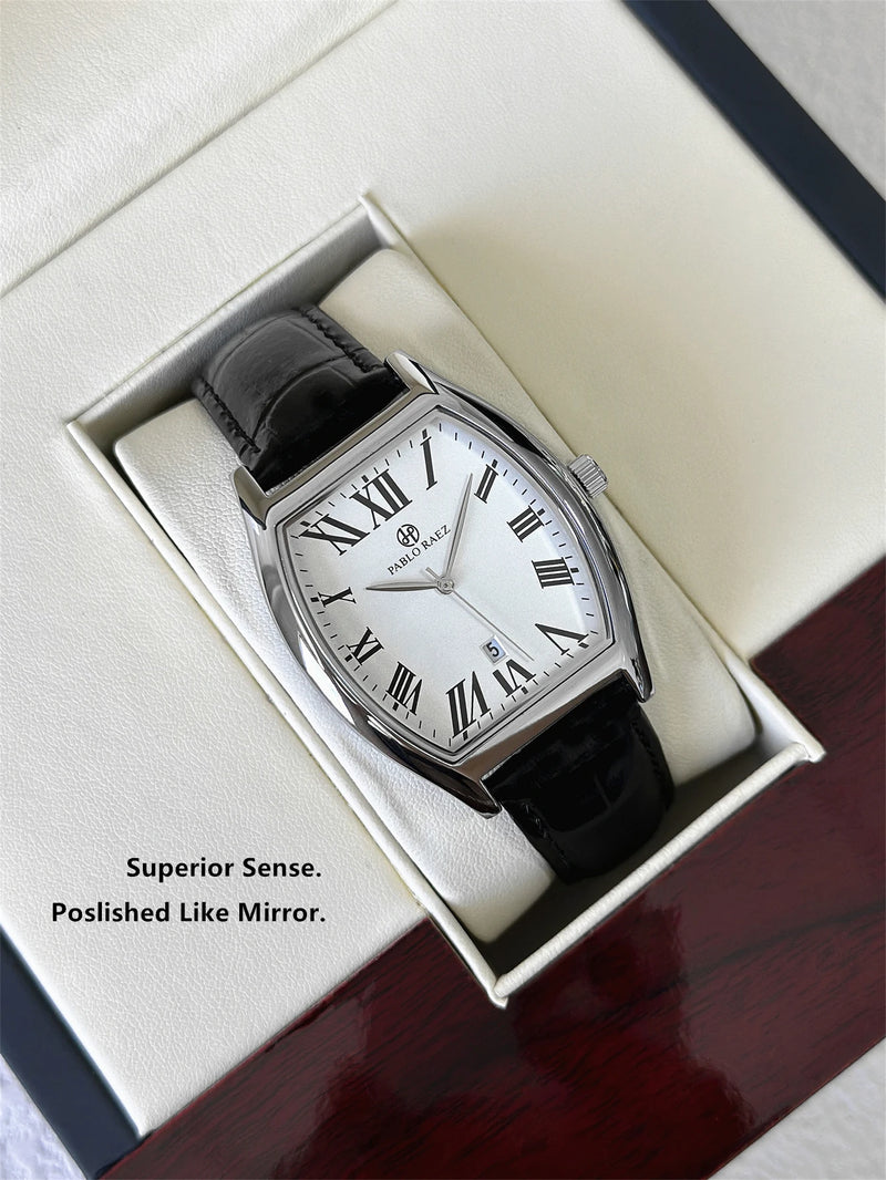 Luxury Men's Quartz Leather Watch with Waterproof Date Feature