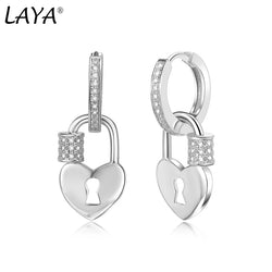 Sterling Silver Zircon Heart Huggie Earrings for Women