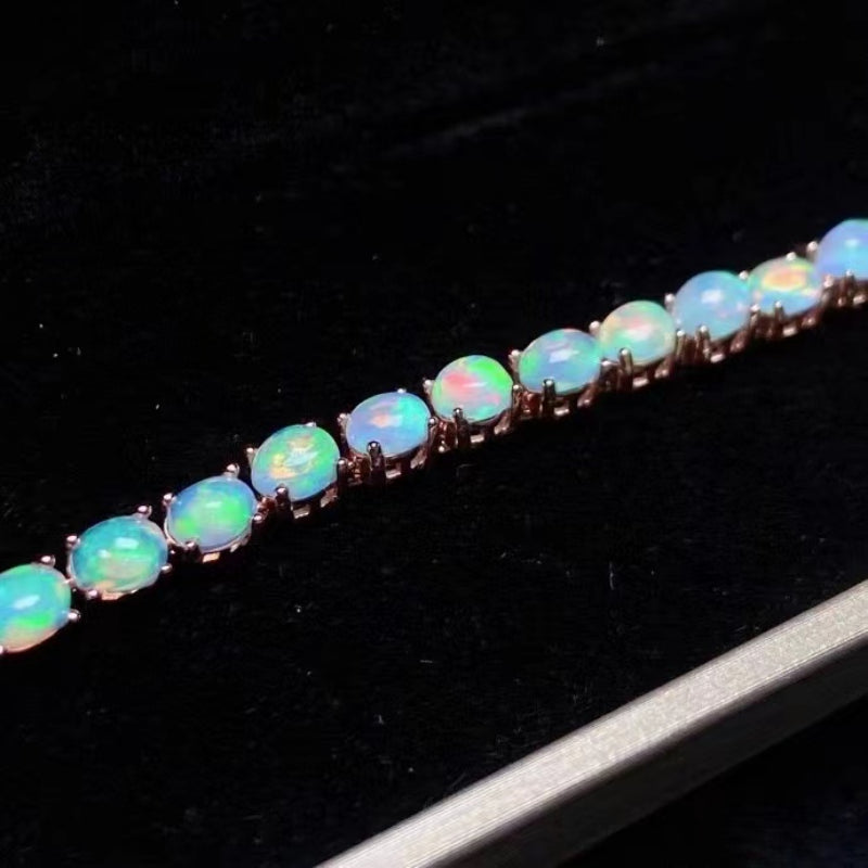 Silver Plated White Fire Opal Bracelet 4*5mm for Women