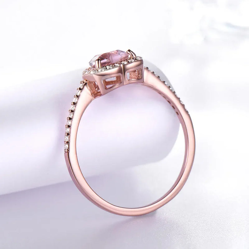 925 Sterling Silver Morganite Heart Ring for Women