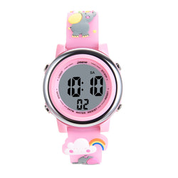 Stainless Steel Cartoon Sports Watch with Alarm and LED Display for Kids