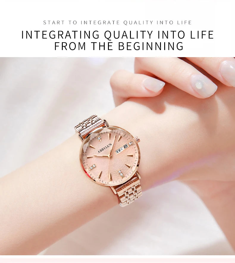 Gold Stainless Steel Creative Bracelet Watch for Women