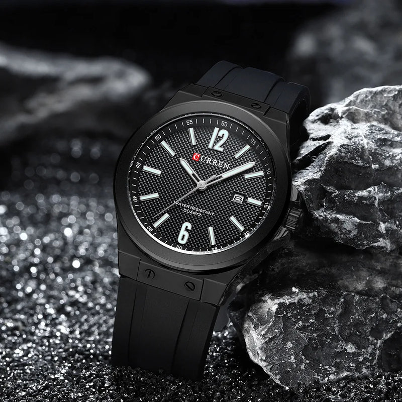 Silver Silicone Sport Wristwatch for Men